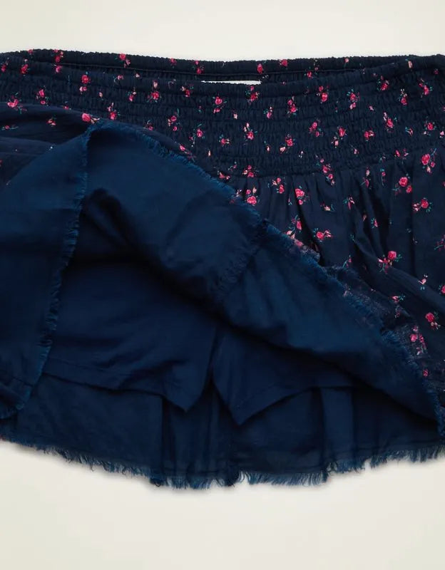 AE Low-Rise Smocked-Waist Micro Skirt