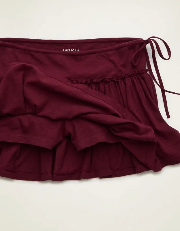 AE Side-Tie Pull-On Mini Skirt