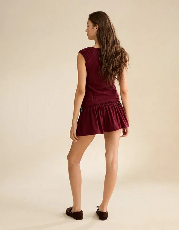 AE Side-Tie Pull-On Mini Skirt