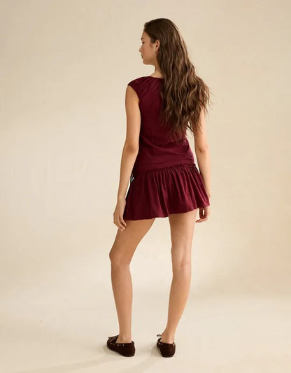 AE Side-Tie Pull-On Mini Skirt