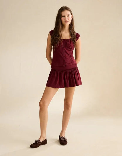 AE Side-Tie Pull-On Mini Skirt