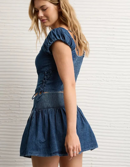 AE High-Waisted Dipped-Waist Mini Skirt