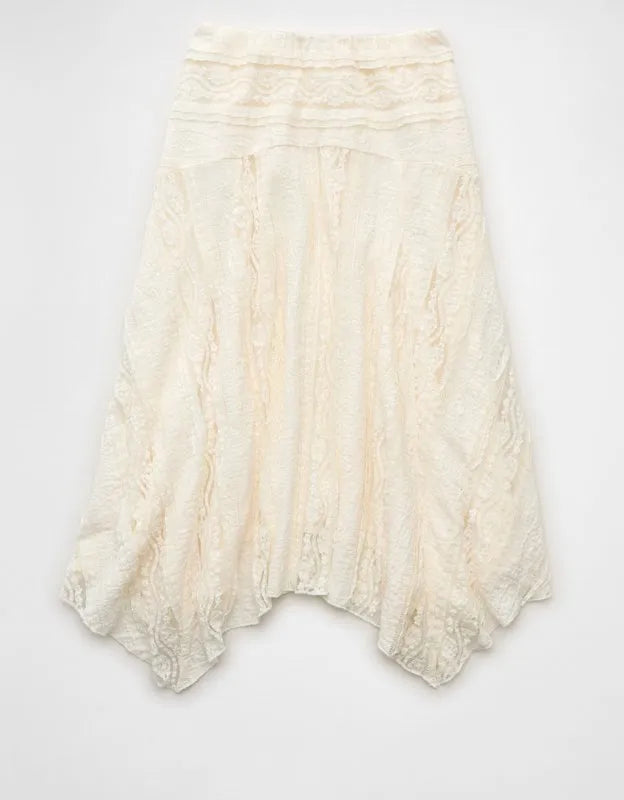 AE Mid-Rise Lace Midi Skirt