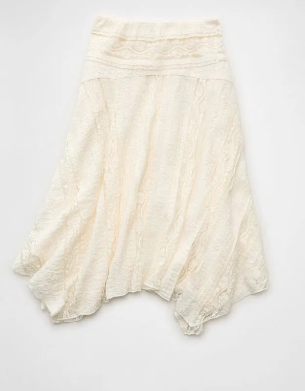 AE Mid-Rise Lace Midi Skirt