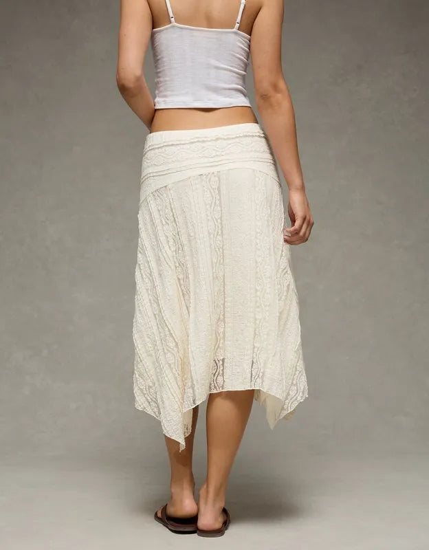 AE Mid-Rise Lace Midi Skirt