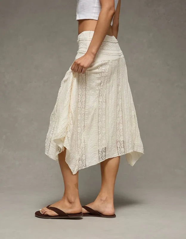 AE Mid-Rise Lace Midi Skirt