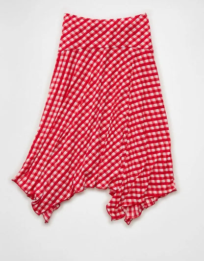 AE Mid-Rise Gingham Midi Skirt