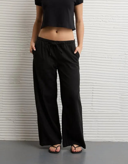 AE Low-Rise Linen-Blend Pull-On Pant