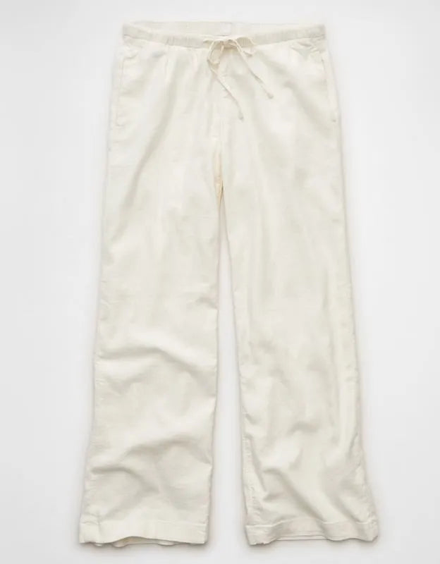 AE Low-Rise Linen-Blend Pull-On Pant