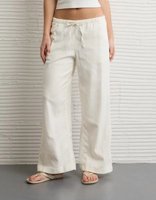 AE Low-Rise Linen-Blend Pull-On Pant