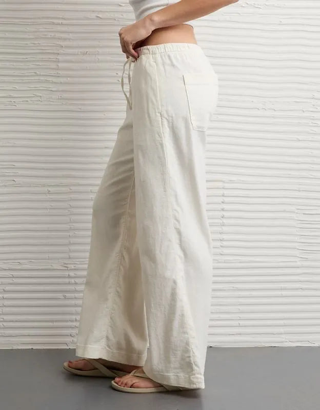 AE Low-Rise Linen-Blend Pull-On Pant