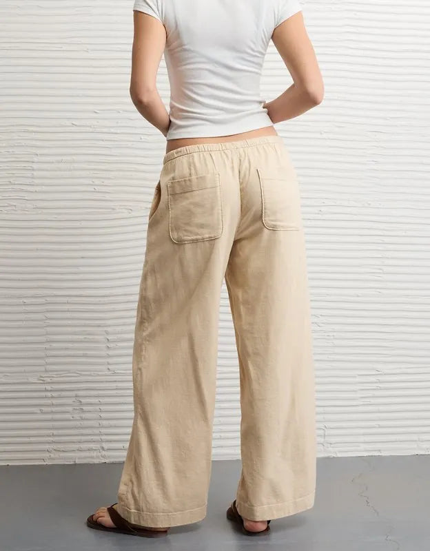 AE Low-Rise Linen-Blend Pull-On Pant