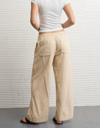 AE Low-Rise Linen-Blend Pull-On Pant