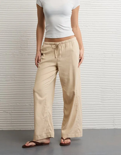 AE Low-Rise Linen-Blend Pull-On Pant