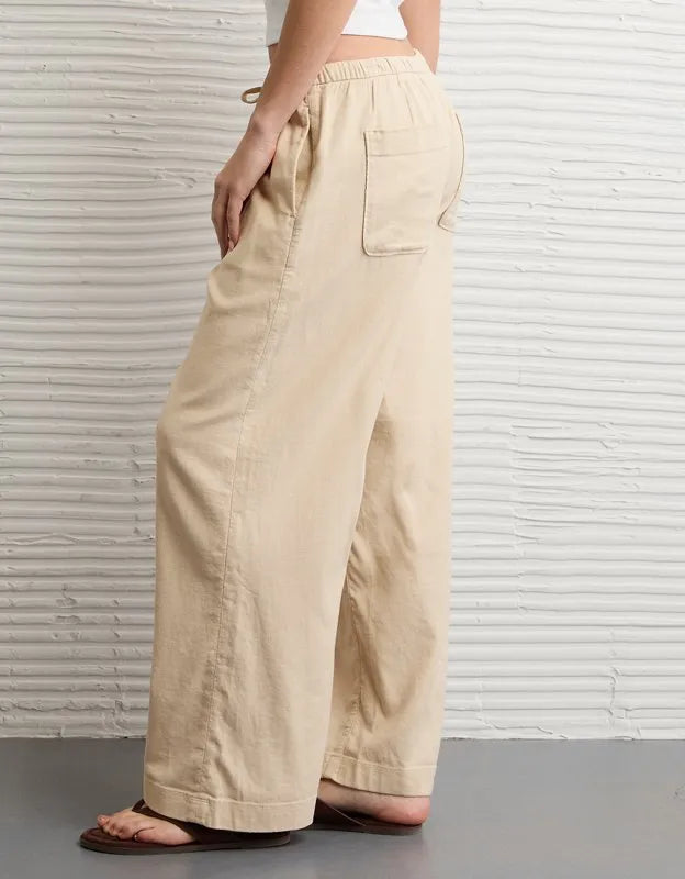 AE Low-Rise Linen-Blend Pull-On Pant