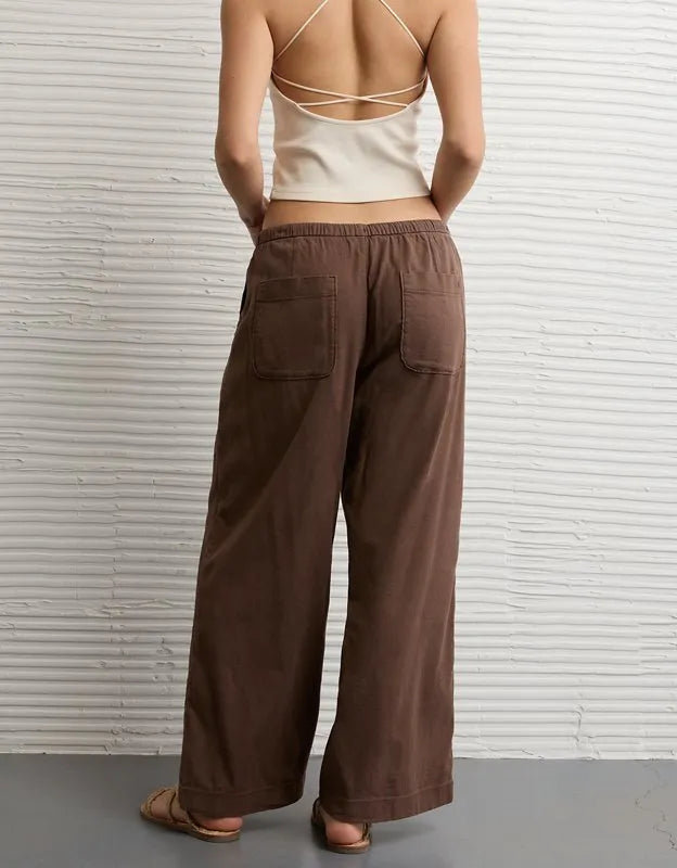 AE Low-Rise Linen-Blend Pull-On Pant