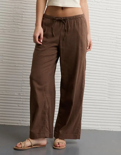 AE Low-Rise Linen-Blend Pull-On Pant