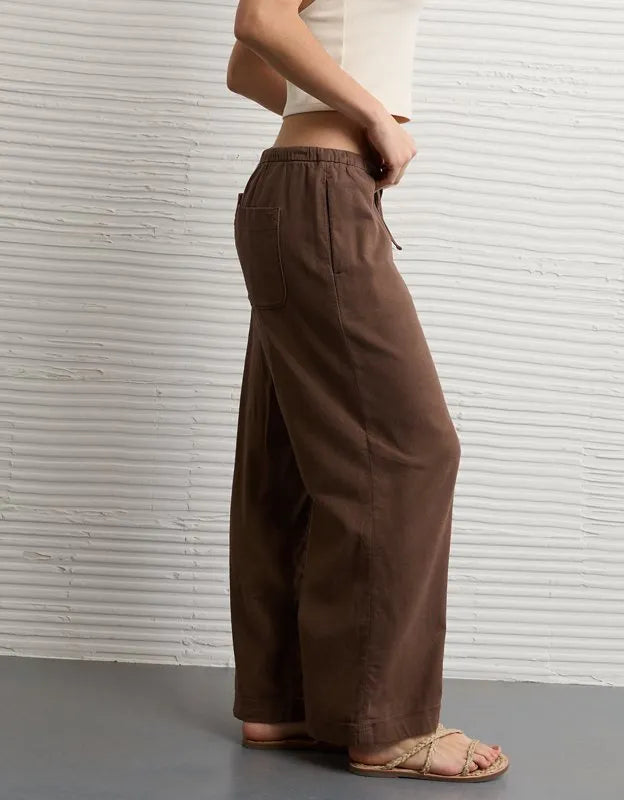 AE Low-Rise Linen-Blend Pull-On Pant