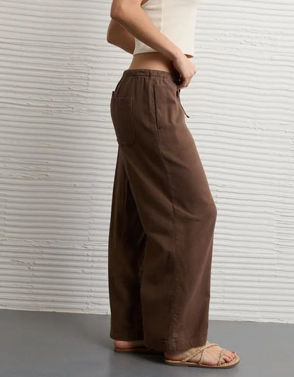 AE Low-Rise Linen-Blend Pull-On Pant