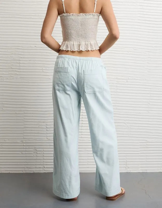 AE Low-Rise Linen-Blend Pull-On Pant
