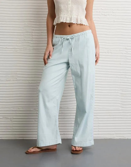 AE Low-Rise Linen-Blend Pull-On Pant