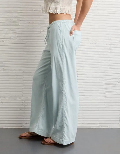 AE Low-Rise Linen-Blend Pull-On Pant