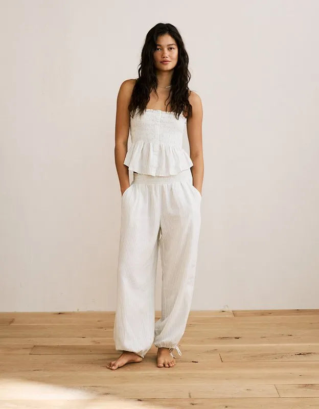 AE Low-Rise Linen-Blend Jogger