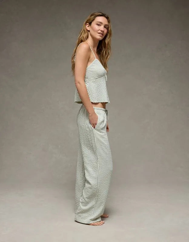 AE Seersucker Wide Leg Easy Pant
