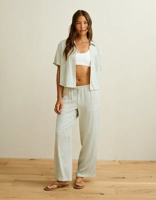 AE Seersucker Wide Leg Easy Pant