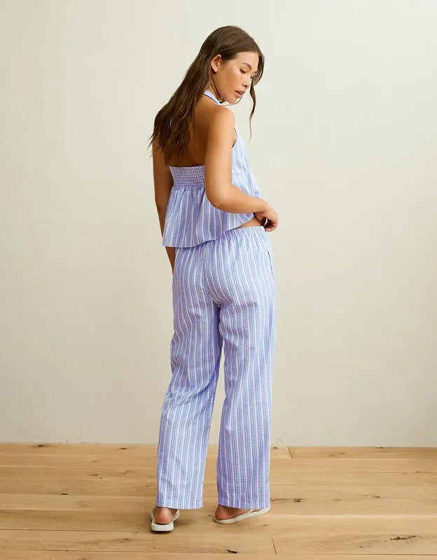 AE Seersucker Wide Leg Easy Pant