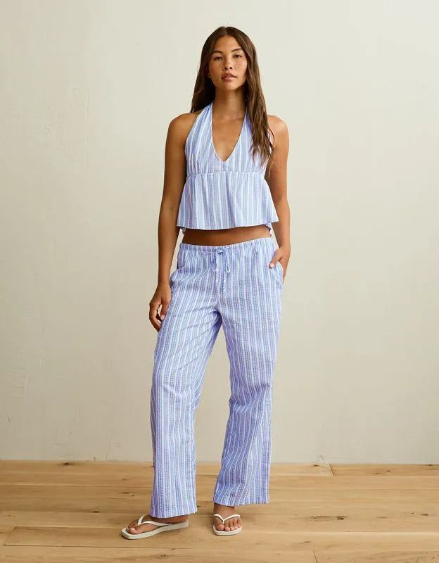 AE Seersucker Wide Leg Easy Pant