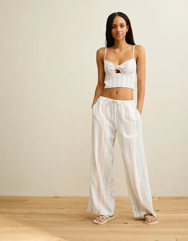 AE Pride Mid-Rise Linen-Blend Wide-Leg Pant