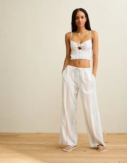 AE Pride Mid-Rise Linen-Blend Wide-Leg Pant