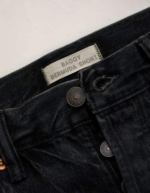 AE77 Premium Super High-Waisted Baggy Bermuda Denim Short