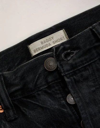 AE77 Premium Super High-Waisted Baggy Bermuda Denim Short