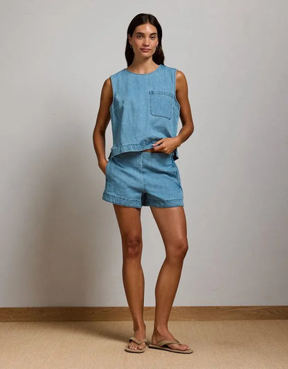 AE77 High-Waisted Chambray Short