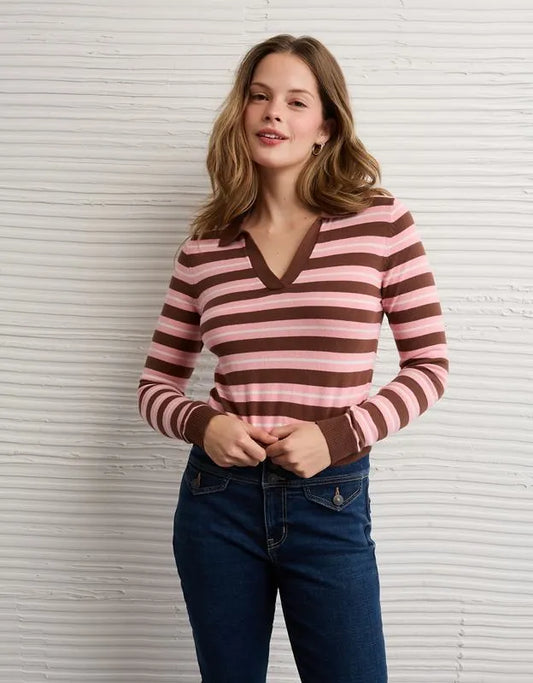 AE Cropped Polo Sweater