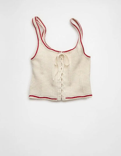AE Lace-Up Knit Tank Top