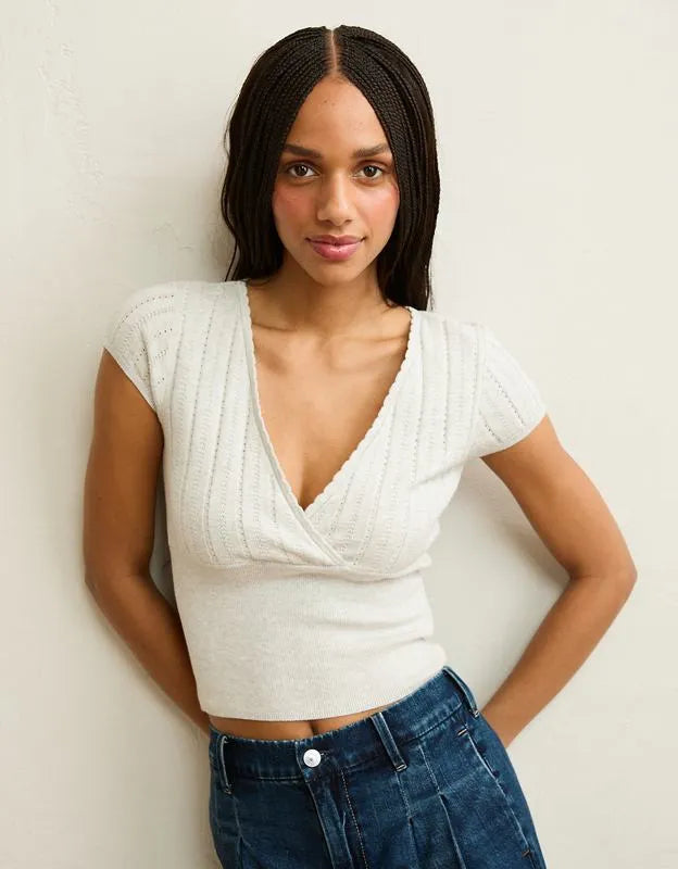 AE V-Neck Crossover Sweater Tee