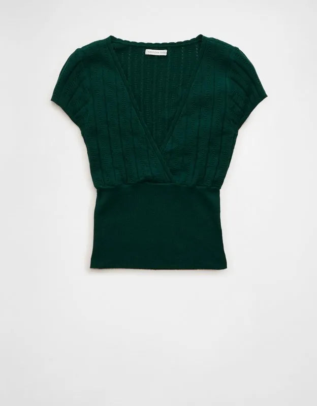 AE V-Neck Crossover Sweater Tee