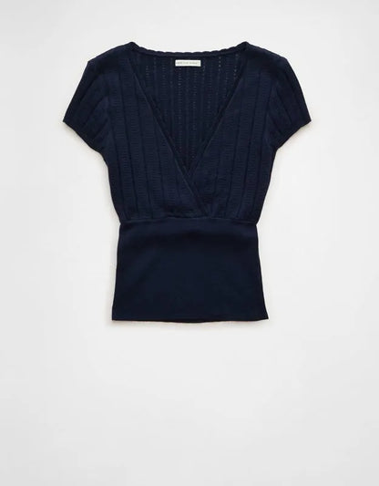 AE V-Neck Crossover Sweater Tee