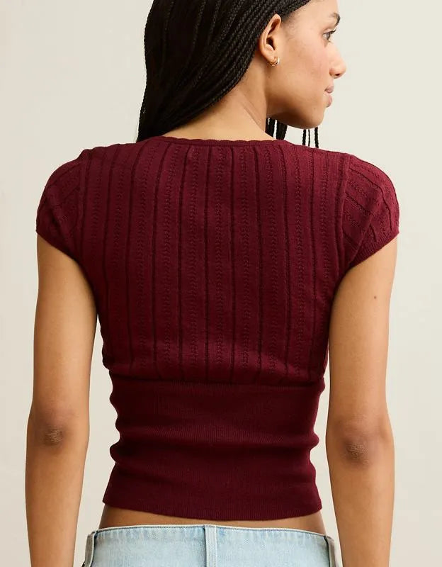 AE V-Neck Crossover Sweater Tee
