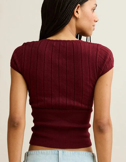 AE V-Neck Crossover Sweater Tee