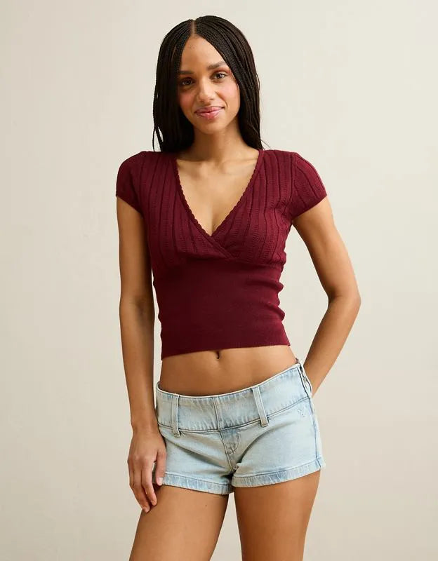 AE V-Neck Crossover Sweater Tee