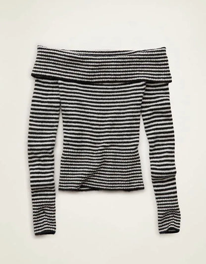AE Whoa So Soft Off-The-Shoulder Foldover Sweater Top