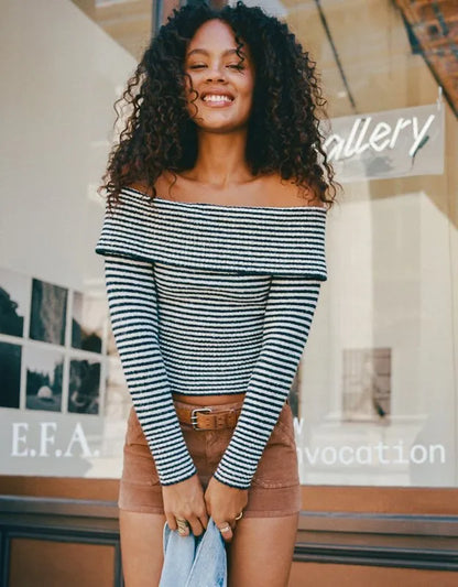 AE Whoa So Soft Off-The-Shoulder Foldover Sweater Top