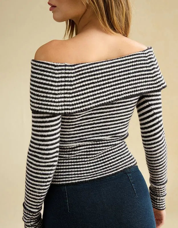 AE Whoa So Soft Off-The-Shoulder Foldover Sweater Top