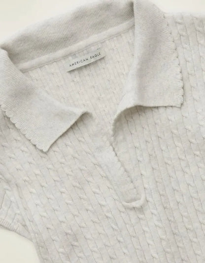 AE V-Neck Cable Knit Sweater Polo