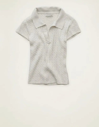 AE V-Neck Cable Knit Sweater Polo