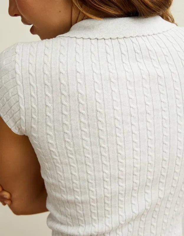 AE V-Neck Cable Knit Sweater Polo